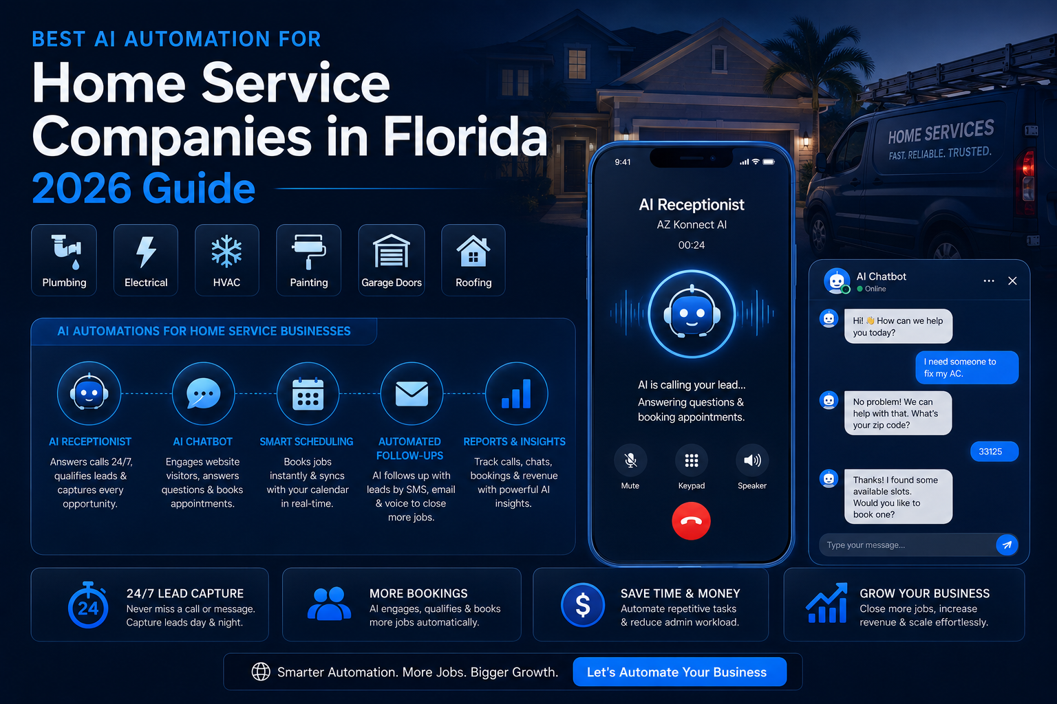 Home service professional using mobile AI scheduling technology